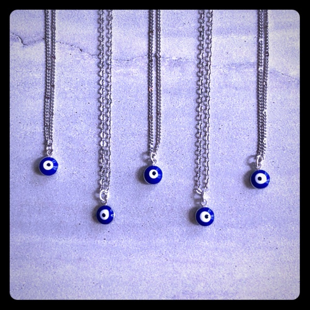 Evil Eye Dainty Silver Boho Necklace